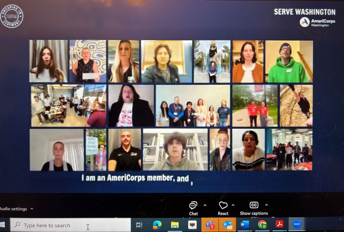 collage thumbnail images of AmeriCorps members on a computer screen