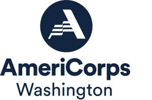 logo image of blue circle with wavy letter A inside above AmeriCorps Washington text 